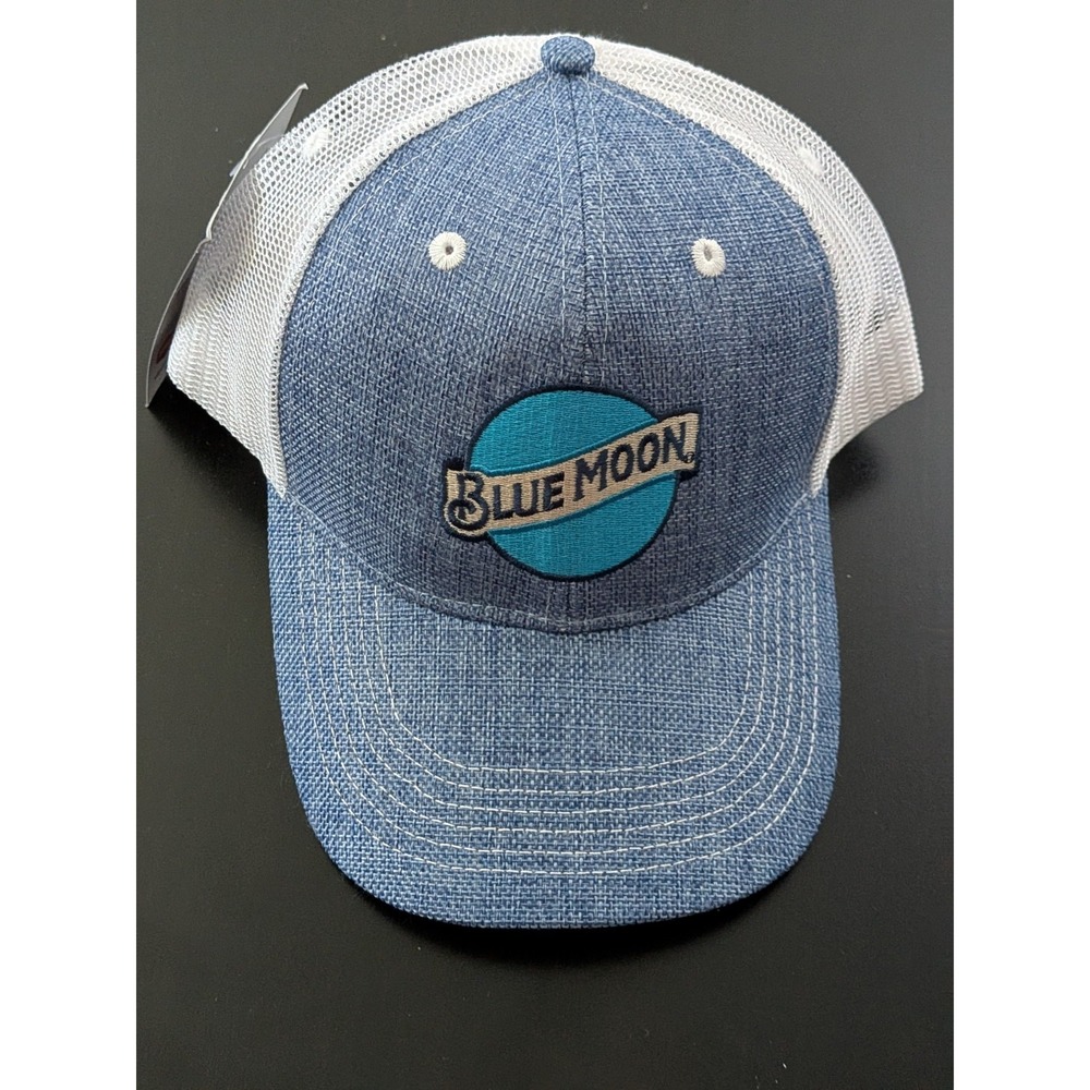 Blue‎ Moon Mesh Trucker Snapback Hat Promo Cap Blue White OSFM New